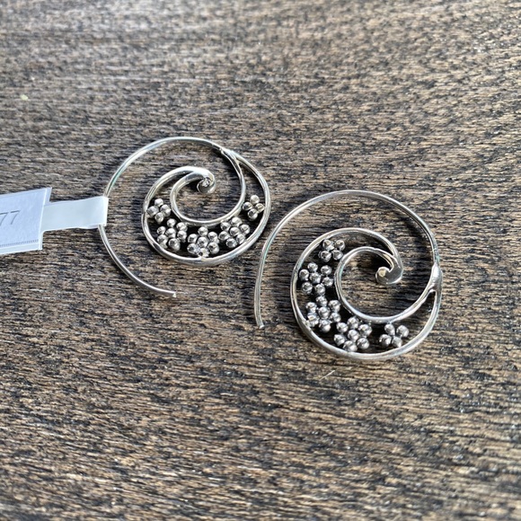 Sterling Silver Bali Style Hoops - Picture 2 of 6